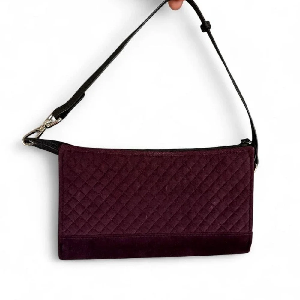 Vera Bradley Plum Velvet Convertible Shoulder Bag Wallet Foxwood Lining Quilted